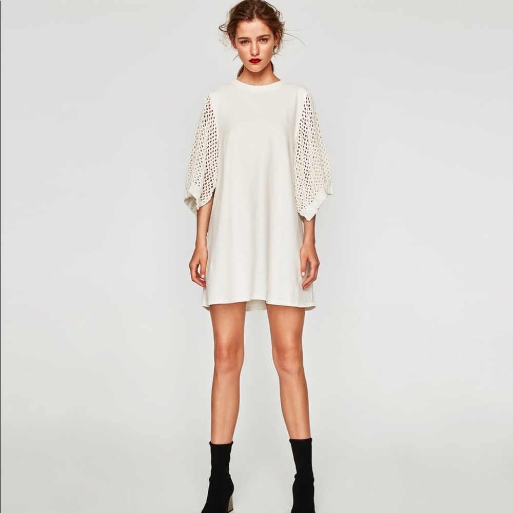 ZARA | dress with chunky knit sleeves